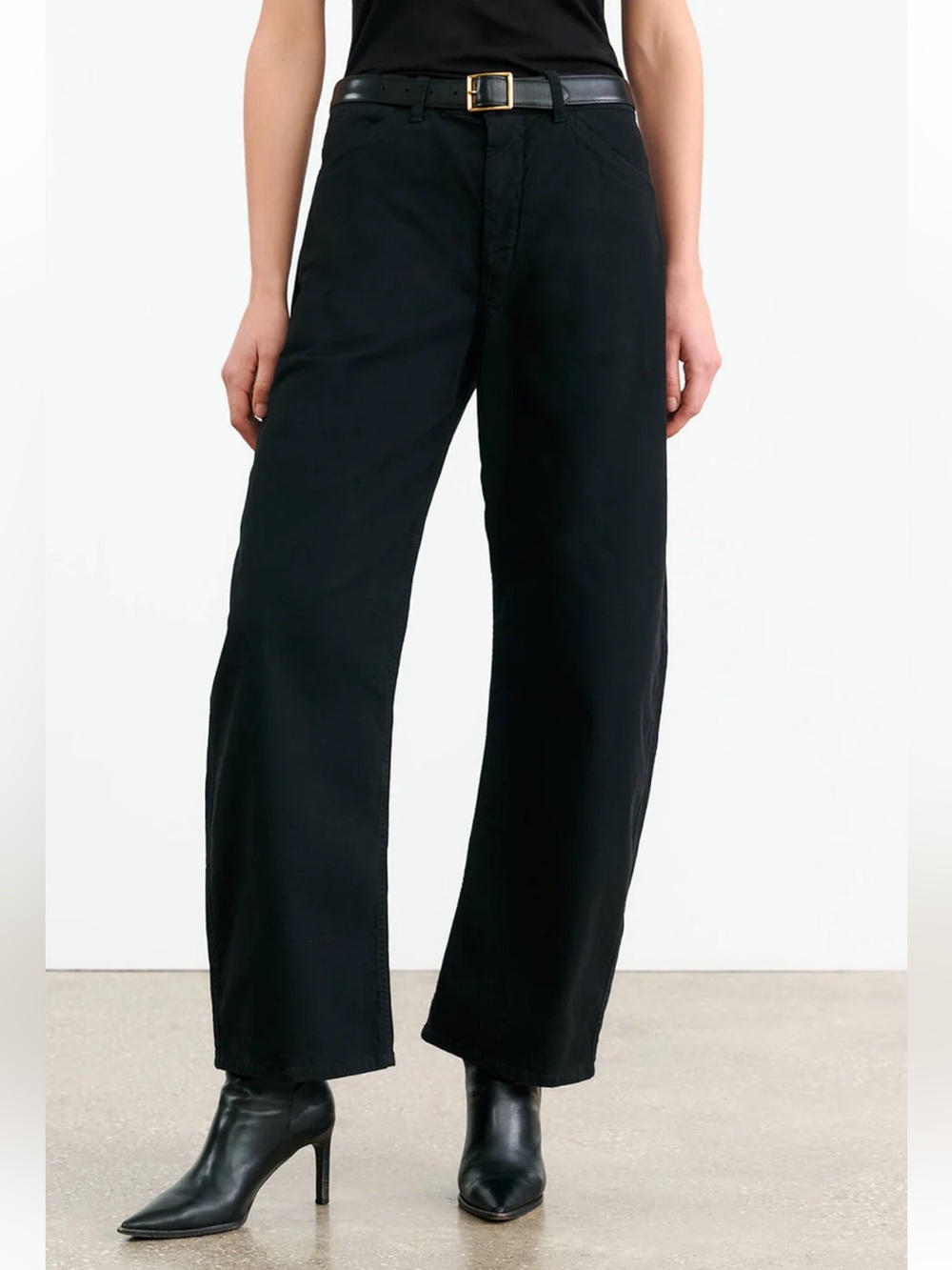 Nili Lotan Tribeca Cotton Pants Black Wide Leg Barrel Utility Pants Size 10